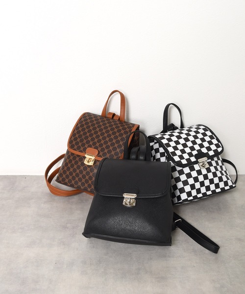 w closet(ダブルクローゼット)の「アソート柄ミニリュック(バックパック/リュック・レディース・ブラック/その他1/キャメル・FREE)」の8枚目の写真