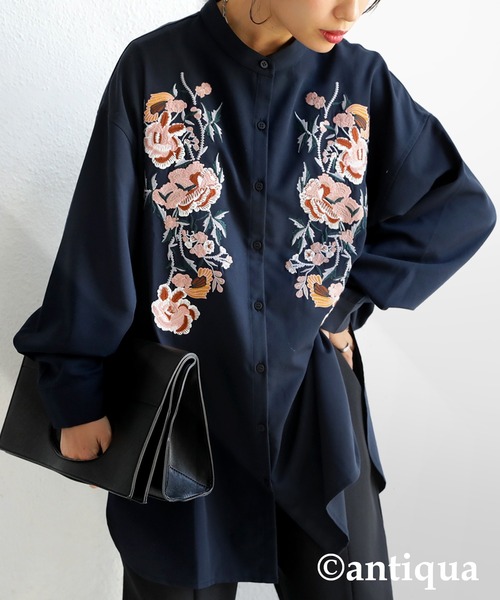 気分上げる 花柄刺繍シャツ シャツ ブラウス Antiqua アンティカ のファッション通販 Zozotown