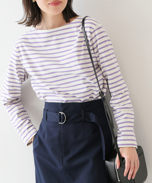 SLOBE IENA（スローブイエナ）の「30/2天竺 プルオーバー◆（Tシャツ/カットソー・レディース・ホワイト/ピンク/パープル系その他・SMALL/LARGE）」の2枚目の写真