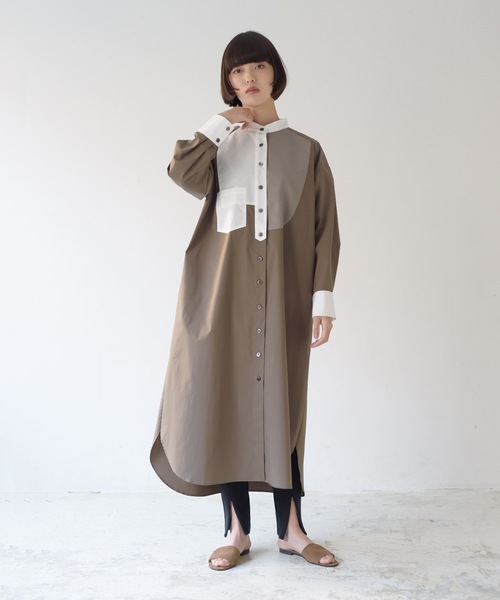 La SRIC（ラスリック）の「La SRIC / ドッキングシャツOP（シャツワンピース・レディース・グレー系その他/モカ・38）」の3枚目の写真