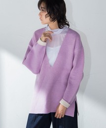 【socolla】ダブルフェイス深Vネックニット≪手洗い可能≫