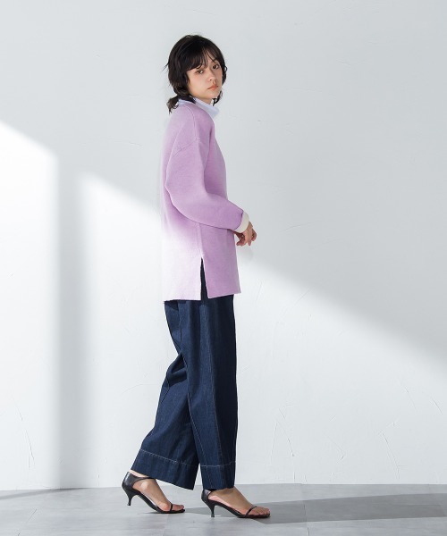 socolla（ソコラ）の「【socolla】ダブルフェイス深Vネックニット≪手洗い可能≫（ニット/セーター・レディース・ベージュ/ネイビー/ピンク/グリーン・M）」の19枚目の写真