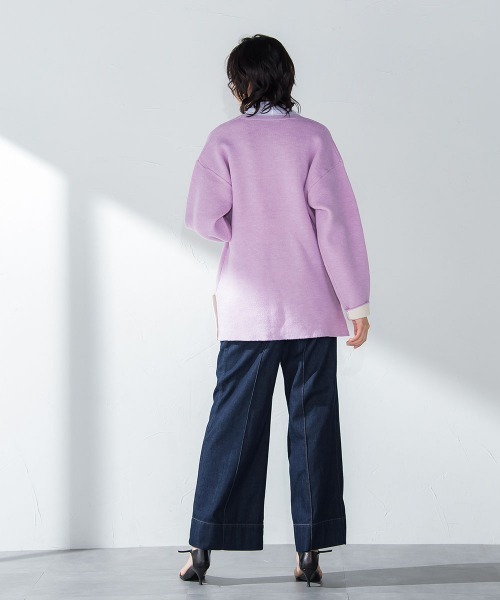 socolla（ソコラ）の「【socolla】ダブルフェイス深Vネックニット≪手洗い可能≫（ニット/セーター・レディース・ベージュ/ネイビー/ピンク/グリーン・M）」の16枚目の写真