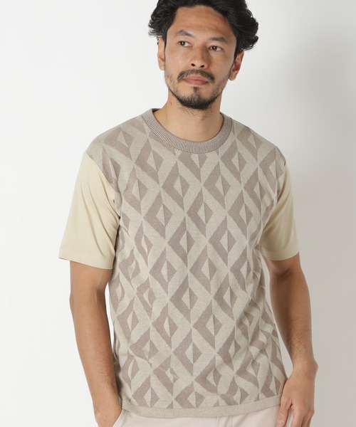 MEN'S BIGI（メンズビギ）の「ハイツイストコットン クルーネックTシャツ（Tシャツ/カットソー・メンズ・ホワイト/ベージュ/ネイビー・01/02/03）」の5枚目の写真