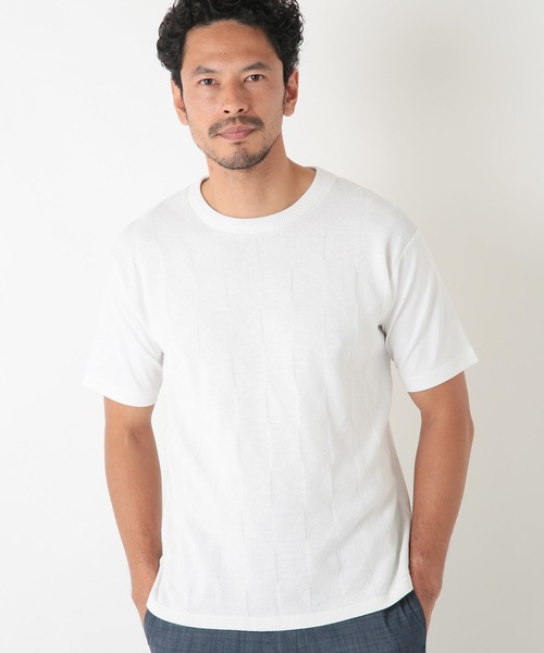 MEN'S BIGI（メンズビギ）の「ハイツイストコットン クルーネックTシャツ（Tシャツ/カットソー・メンズ・ホワイト/ベージュ/ネイビー・01/02/03）」の4枚目の写真