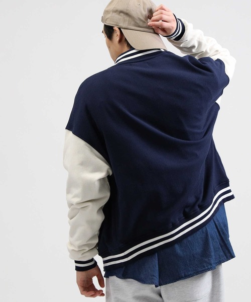 BACK NUMBER（バックナンバー）の「【BACK NUMBER】カレッジロゴ刺繍カットスタジャン（スタジャン・メンズ・ネイビー/ブラック/グリーン・L/XL/M）」の14枚目の写真