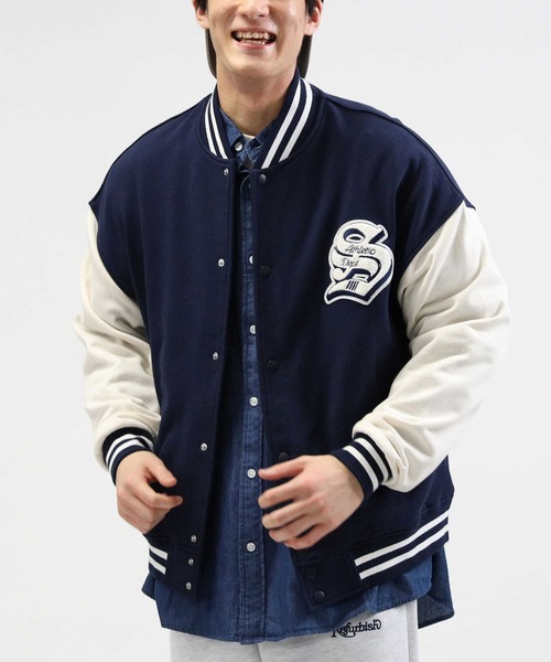 セール】【BACK NUMBER】カレッジロゴ刺繍カットスタジャン