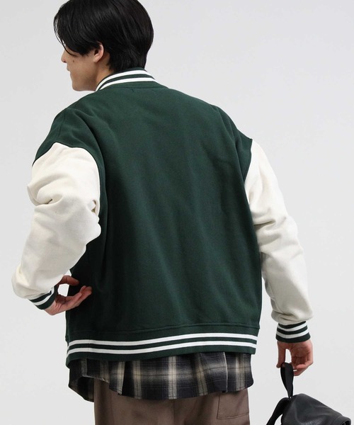 BACK NUMBER（バックナンバー）の「【BACK NUMBER】カレッジロゴ刺繍カットスタジャン（スタジャン・メンズ・ネイビー/ブラック/グリーン・L/XL/M）」の18枚目の写真