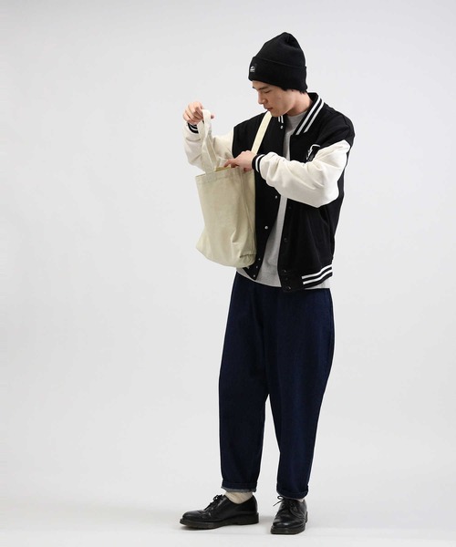 BACK NUMBER（バックナンバー）の「【BACK NUMBER】カレッジロゴ刺繍カットスタジャン（スタジャン・メンズ・ネイビー/ブラック/グリーン・L/XL/M）」の21枚目の写真