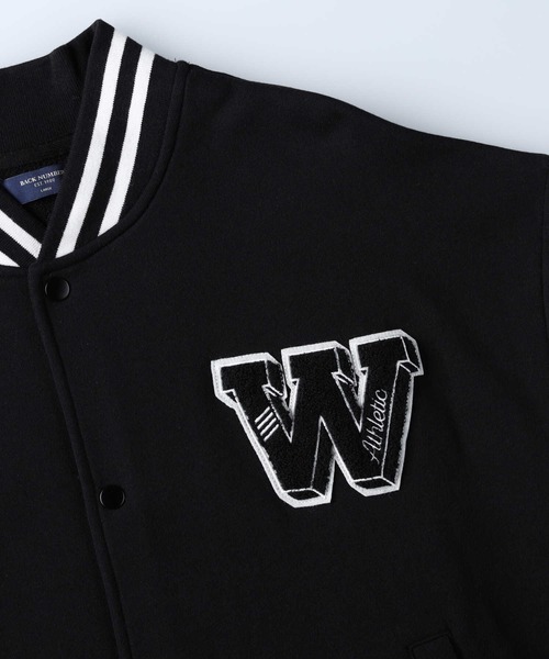 BACK NUMBER（バックナンバー）の「【BACK NUMBER】カレッジロゴ刺繍カットスタジャン（スタジャン・メンズ・ネイビー/ブラック/グリーン・L/XL/M）」の11枚目の写真