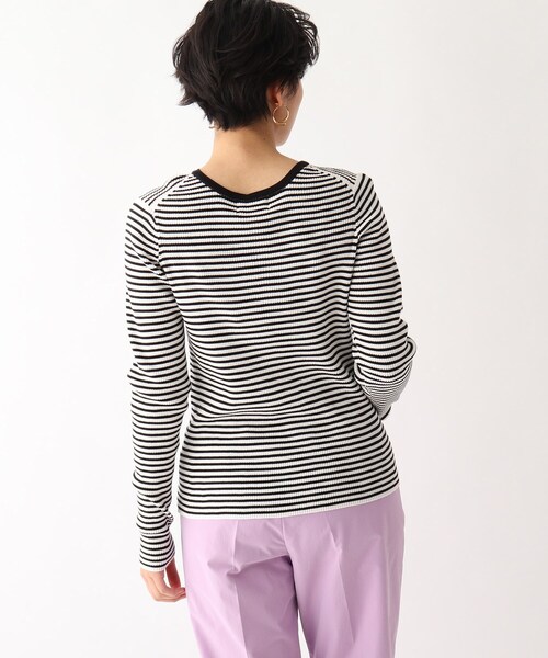 OPAQUE.CLIP（オペークドットクリップ）の「◆【CORCORAN】ピマコットンリブ フェイクパールデザインニット（ニット/セーター・レディース・オフホワイト/サンドベージュ/ブラック/ホワイト系その他3・36/38/42/40）」の7枚目の写真