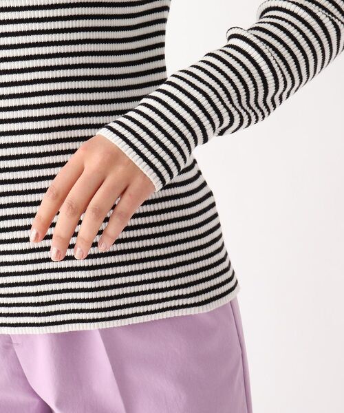 OPAQUE.CLIP（オペークドットクリップ）の「◆【CORCORAN】ピマコットンリブ フェイクパールデザインニット（ニット/セーター・レディース・オフホワイト/サンドベージュ/ブラック/ホワイト系その他3・36/38/42/40）」の9枚目の写真