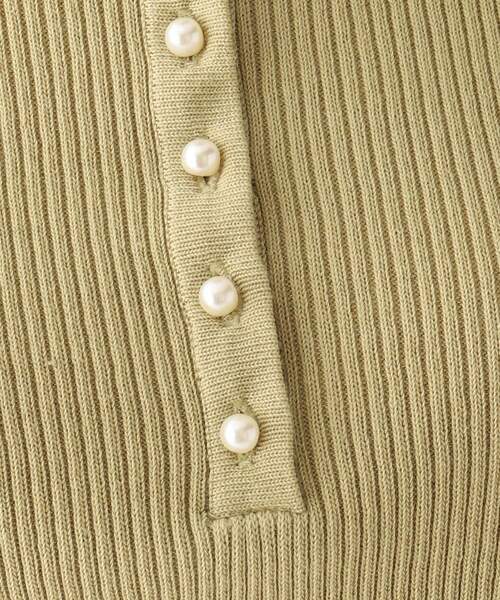 OPAQUE.CLIP（オペークドットクリップ）の「◆【CORCORAN】ピマコットンリブ フェイクパールデザインニット（ニット/セーター・レディース・オフホワイト/サンドベージュ/ブラック/ホワイト系その他3・36/38/42/40）」の11枚目の写真
