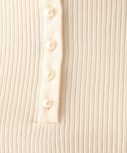 OPAQUE.CLIP（オペークドットクリップ）の「◆【CORCORAN】ピマコットンリブ フェイクパールデザインニット（ニット/セーター・レディース・オフホワイト/サンドベージュ/ブラック/ホワイト系その他3・36/38/42/40）」の12枚目の写真