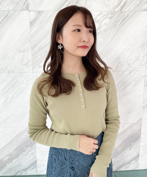 OPAQUE.CLIP（オペークドットクリップ）の「◆【CORCORAN】ピマコットンリブ フェイクパールデザインニット（ニット/セーター・レディース・オフホワイト/サンドベージュ/ブラック/ホワイト系その他3・36/38/42/40）」の21枚目の写真