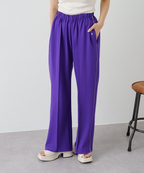 WHIMSIC（ウィムジック）の「【WHIMSIC】パイピングトラックパンツ（スラックス・レディース・ブラック/ベージュ/パープル・FREE）」の16枚目の写真