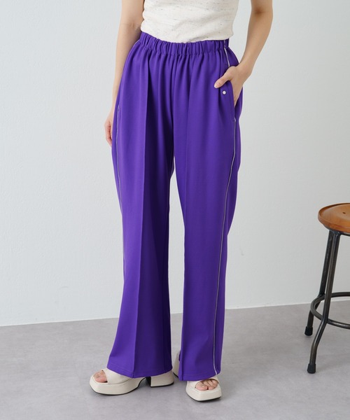 WHIMSIC（ウィムジック）の「【WHIMSIC】パイピングトラックパンツ（スラックス・レディース・ブラック/ベージュ/パープル・FREE）」の7枚目の写真