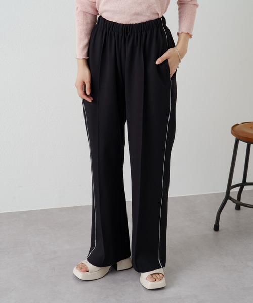 WHIMSIC（ウィムジック）の「【WHIMSIC】パイピングトラックパンツ（スラックス・レディース・ブラック/ベージュ/パープル・FREE）」の8枚目の写真