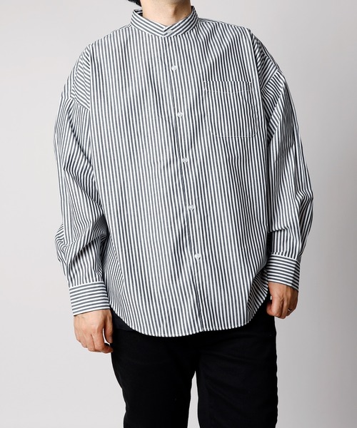 INASTUDIOS ZOO(イーナストゥディオスズー)の「「INASTUDIOS SELECT」ルーズフィット ブロード バンドカラーシャツ(シャツ/ブラウス・レディース・ホワイト/ブラック/グレイッシュベージュ/グリーン/サックスブルー/ホワイト系その他/イエロー/ブルー/ラベンダー/ブラック系その他/グリーン系その他・MEDIUM/LARGE/X-LARGE)」の5枚目の写真