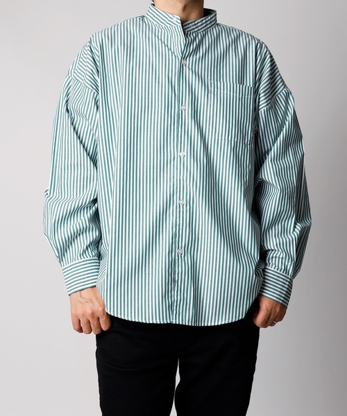 INASTUDIOS ZOO(イーナストゥディオスズー)の「「INASTUDIOS SELECT」ルーズフィット ブロード バンドカラーシャツ(シャツ/ブラウス・レディース・ホワイト/ブラック/グレイッシュベージュ/グリーン/サックスブルー/ホワイト系その他/イエロー/ブルー/ラベンダー/ブラック系その他/グリーン系その他・MEDIUM/LARGE/X-LARGE)」の8枚目の写真