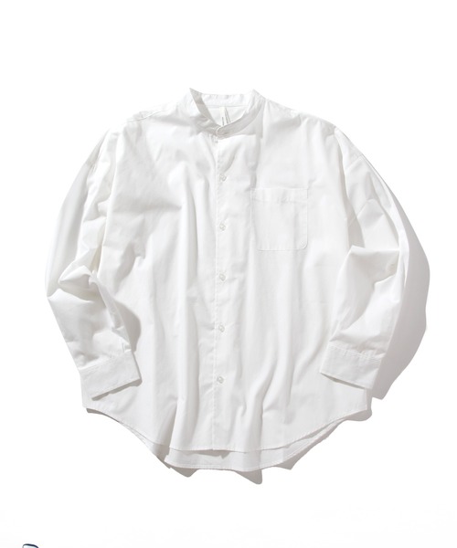 INASTUDIOS ZOO(イーナストゥディオスズー)の「「INASTUDIOS SELECT」ルーズフィット ブロード バンドカラーシャツ(シャツ/ブラウス・レディース・ホワイト/ブラック/グレイッシュベージュ/グリーン/サックスブルー/ホワイト系その他/イエロー/ブルー/ラベンダー/ブラック系その他/グリーン系その他・MEDIUM/LARGE/X-LARGE)」の2枚目の写真