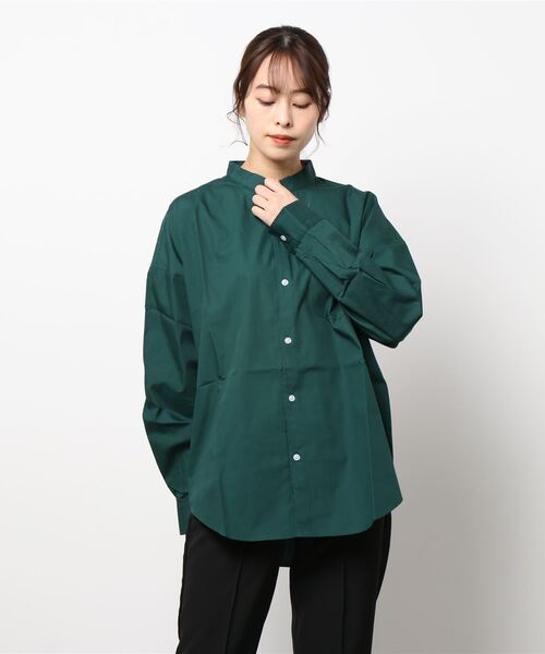 INASTUDIOS ZOO(イーナストゥディオスズー)の「「INASTUDIOS SELECT」ルーズフィット ブロード バンドカラーシャツ(シャツ/ブラウス・レディース・ホワイト/ブラック/グレイッシュベージュ/グリーン/サックスブルー/ホワイト系その他/イエロー/ブルー/ラベンダー/ブラック系その他/グリーン系その他・MEDIUM/LARGE/X-LARGE)」の14枚目の写真