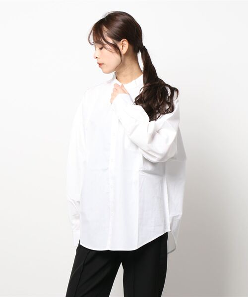 INASTUDIOS ZOO(イーナストゥディオスズー)の「「INASTUDIOS SELECT」ルーズフィット ブロード バンドカラーシャツ(シャツ/ブラウス・レディース・ホワイト/ブラック/グレイッシュベージュ/グリーン/サックスブルー/ホワイト系その他/イエロー/ブルー/ラベンダー/ブラック系その他/グリーン系その他・MEDIUM/LARGE/X-LARGE)」の16枚目の写真