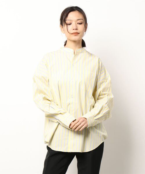 INASTUDIOS ZOO(イーナストゥディオスズー)の「「INASTUDIOS SELECT」ルーズフィット ブロード バンドカラーシャツ(シャツ/ブラウス・レディース・ホワイト/ブラック/グレイッシュベージュ/グリーン/サックスブルー/ホワイト系その他/イエロー/ブルー/ラベンダー/ブラック系その他/グリーン系その他・MEDIUM/LARGE/X-LARGE)」の21枚目の写真