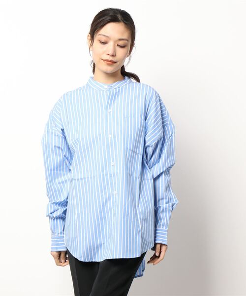 INASTUDIOS ZOO(イーナストゥディオスズー)の「「INASTUDIOS SELECT」ルーズフィット ブロード バンドカラーシャツ(シャツ/ブラウス・レディース・ホワイト/ブラック/グレイッシュベージュ/グリーン/サックスブルー/ホワイト系その他/イエロー/ブルー/ラベンダー/ブラック系その他/グリーン系その他・MEDIUM/LARGE/X-LARGE)」の22枚目の写真