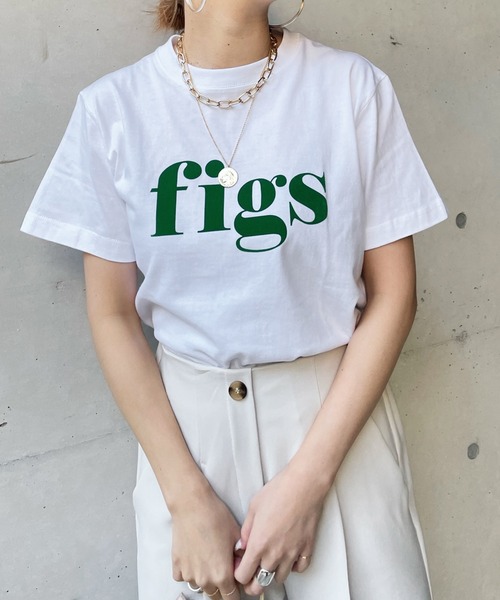 DouDou（ドゥドゥ）の「【WEB限定】figsフロッキーTEE（Tシャツ/カットソー・レディース・ホワイト/オフホワイト/チャコールグレー/ダークグレー・FREE）」の2枚目の写真
