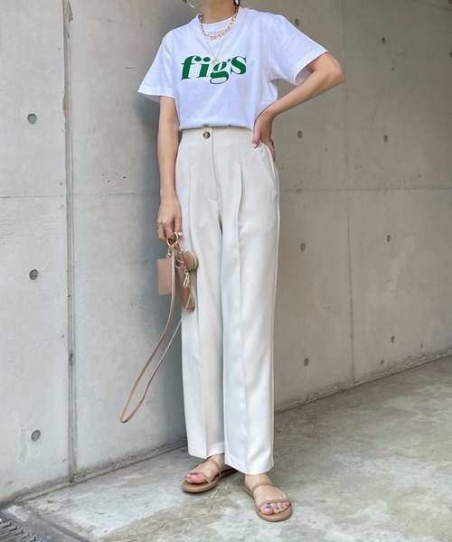 DouDou（ドゥドゥ）の「【WEB限定】figsフロッキーTEE（Tシャツ/カットソー・レディース・ホワイト/オフホワイト/チャコールグレー/ダークグレー・FREE）」の5枚目の写真