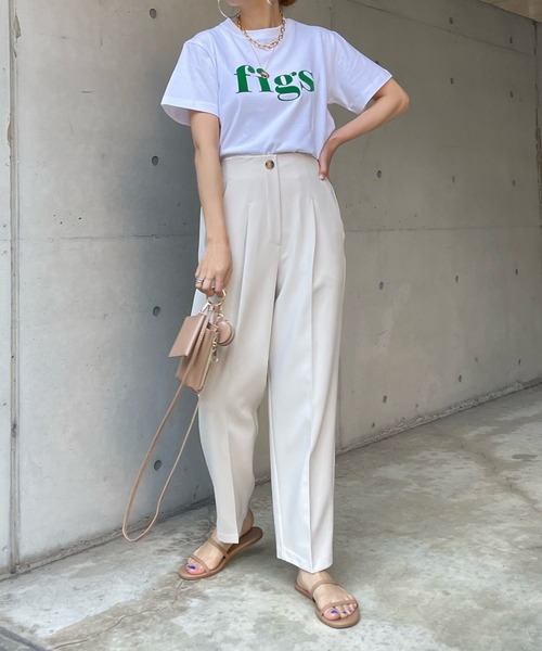 DouDou（ドゥドゥ）の「【WEB限定】figsフロッキーTEE（Tシャツ/カットソー・レディース・ホワイト/オフホワイト/チャコールグレー/ダークグレー・FREE）」の6枚目の写真