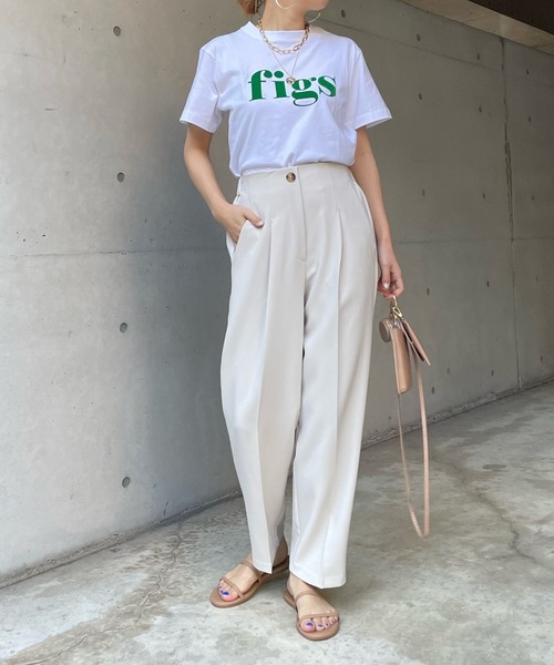DouDou（ドゥドゥ）の「【WEB限定】figsフロッキーTEE（Tシャツ/カットソー・レディース・ホワイト/オフホワイト/チャコールグレー/ダークグレー・FREE）」の7枚目の写真