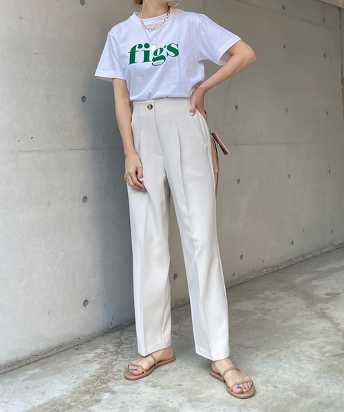 DouDou（ドゥドゥ）の「【WEB限定】figsフロッキーTEE（Tシャツ/カットソー・レディース・ホワイト/オフホワイト/チャコールグレー/ダークグレー・FREE）」の8枚目の写真