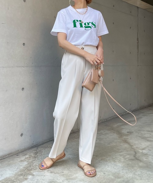 DouDou（ドゥドゥ）の「【WEB限定】figsフロッキーTEE（Tシャツ/カットソー・レディース・ホワイト/オフホワイト/チャコールグレー/ダークグレー・FREE）」の9枚目の写真