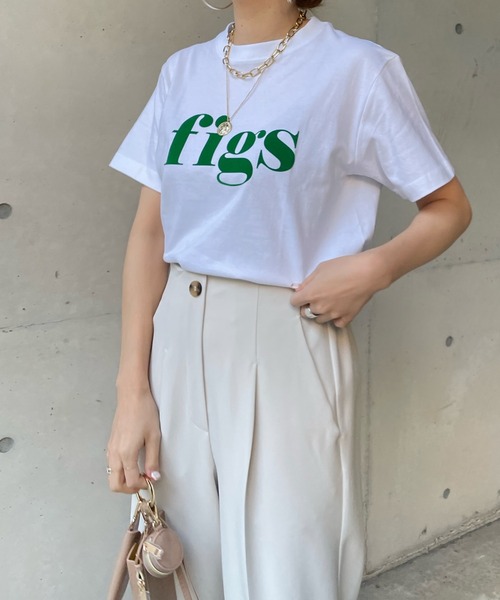 DouDou（ドゥドゥ）の「【WEB限定】figsフロッキーTEE（Tシャツ/カットソー・レディース・ホワイト/オフホワイト/チャコールグレー/ダークグレー・FREE）」の11枚目の写真
