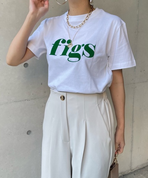 DouDou（ドゥドゥ）の「【WEB限定】figsフロッキーTEE（Tシャツ/カットソー・レディース・ホワイト/オフホワイト/チャコールグレー/ダークグレー・FREE）」の12枚目の写真