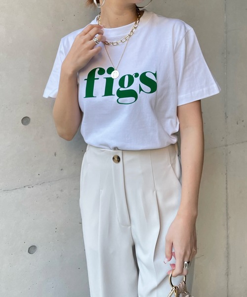 DouDou（ドゥドゥ）の「【WEB限定】figsフロッキーTEE（Tシャツ/カットソー・レディース・ホワイト/オフホワイト/チャコールグレー/ダークグレー・FREE）」の14枚目の写真