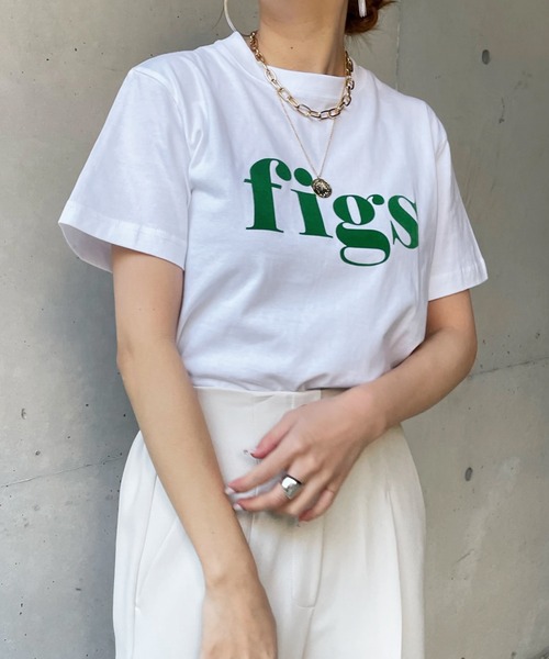 DouDou（ドゥドゥ）の「【WEB限定】figsフロッキーTEE（Tシャツ/カットソー・レディース・ホワイト/オフホワイト/チャコールグレー/ダークグレー・FREE）」の15枚目の写真