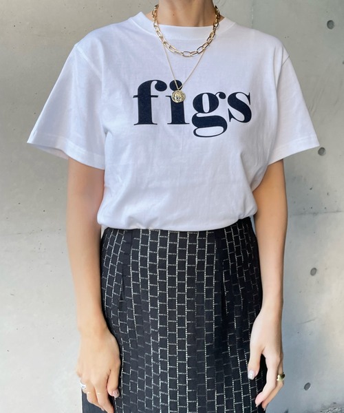 DouDou（ドゥドゥ）の「【WEB限定】figsフロッキーTEE（Tシャツ/カットソー・レディース・ホワイト/オフホワイト/チャコールグレー/ダークグレー・FREE）」の22枚目の写真