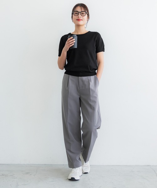 coca(coca)(コカ)の「半袖ニットトップス(ニット/セーター・レディース・ブラウン/ブルー/ブラック/グリーン/オレンジ/ホワイト/グレイッシュベージュ/ダークブルー・M/L)」の20枚目の写真