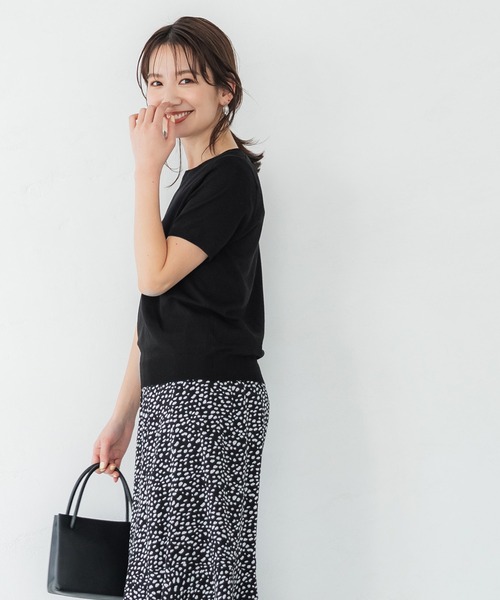 coca(coca)(コカ)の「半袖ニットトップス(ニット/セーター・レディース・ブラウン/ブルー/ブラック/グリーン/オレンジ/ホワイト/グレイッシュベージュ/ダークブルー・M/L)」の21枚目の写真