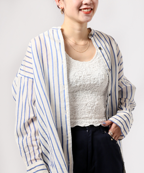 JOINT WORKS（ジョイントワークス）の「J-シャーリングクロップドタンクトップ（タンクトップ・レディース・ホワイト/ブラック/サックスブルー/グリーン・FREE）」の2枚目の写真