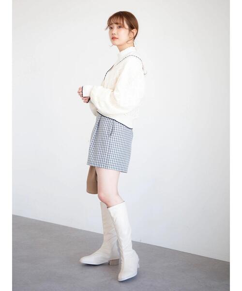 earth music&ecology(アースミュージックアンドエコロジー)の「配色透かしカーディガン(カーディガン/ボレロ・レディース・ブラック/オフホワイト・FREE)」の16枚目の写真