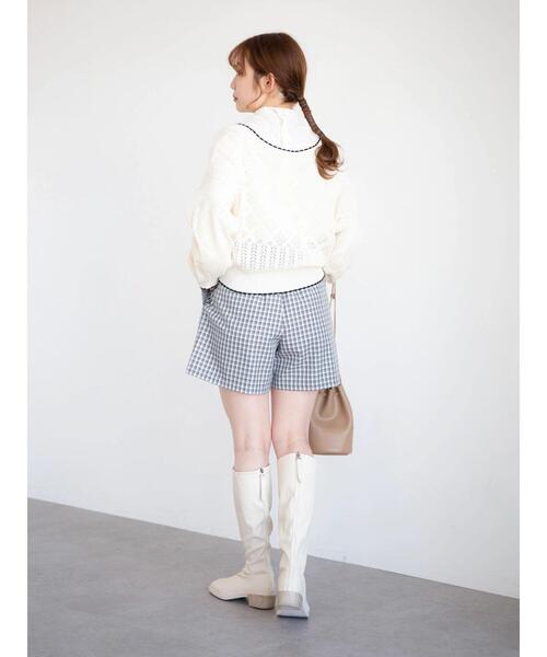 earth music&ecology(アースミュージックアンドエコロジー)の「配色透かしカーディガン(カーディガン/ボレロ・レディース・ブラック/オフホワイト・FREE)」の17枚目の写真