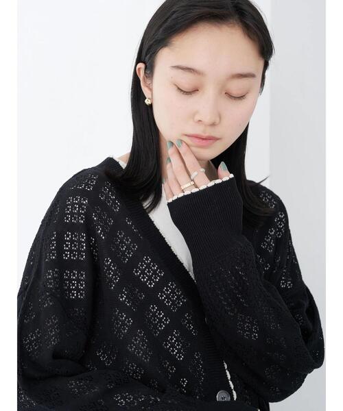 earth music&ecology(アースミュージックアンドエコロジー)の「配色透かしカーディガン(カーディガン/ボレロ・レディース・ブラック/オフホワイト・FREE)」の19枚目の写真