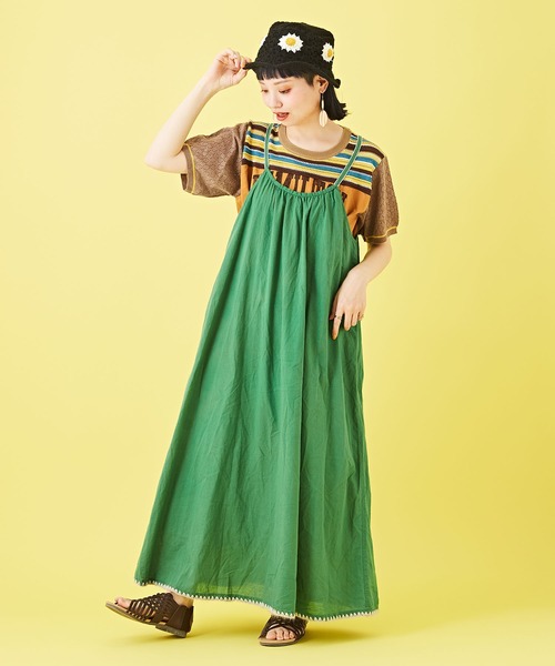 CUBE SUGAR（キューブシュガー）の「綿ボイル無地キャミソールワンピース（ワンピース・レディース・オレンジ/ブルー/グリーン/ナチュラル・M）」の3枚目の写真