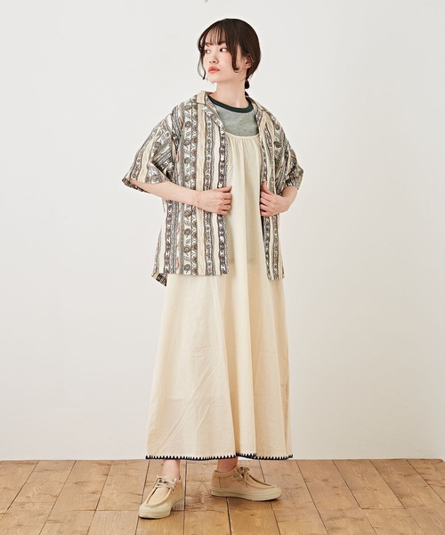 CUBE SUGAR（キューブシュガー）の「綿ボイル無地キャミソールワンピース（ワンピース・レディース・オレンジ/ブルー/グリーン/ナチュラル・M）」の5枚目の写真