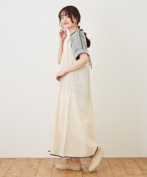 CUBE SUGAR（キューブシュガー）の「綿ボイル無地キャミソールワンピース（ワンピース・レディース・オレンジ/ブルー/グリーン/ナチュラル・M）」の7枚目の写真