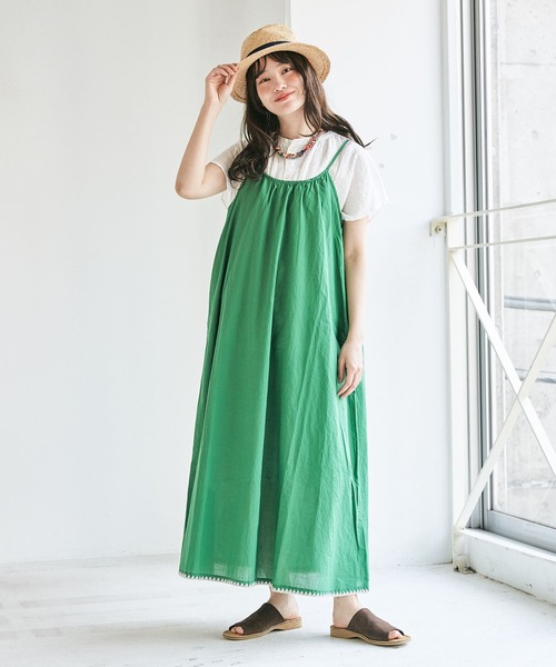 CUBE SUGAR（キューブシュガー）の「綿ボイル無地キャミソールワンピース（ワンピース・レディース・オレンジ/ブルー/グリーン/ナチュラル・M）」の12枚目の写真